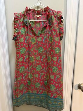 Women’s Paani Pink Floral above the knee Dress with Ruffle Sleeves